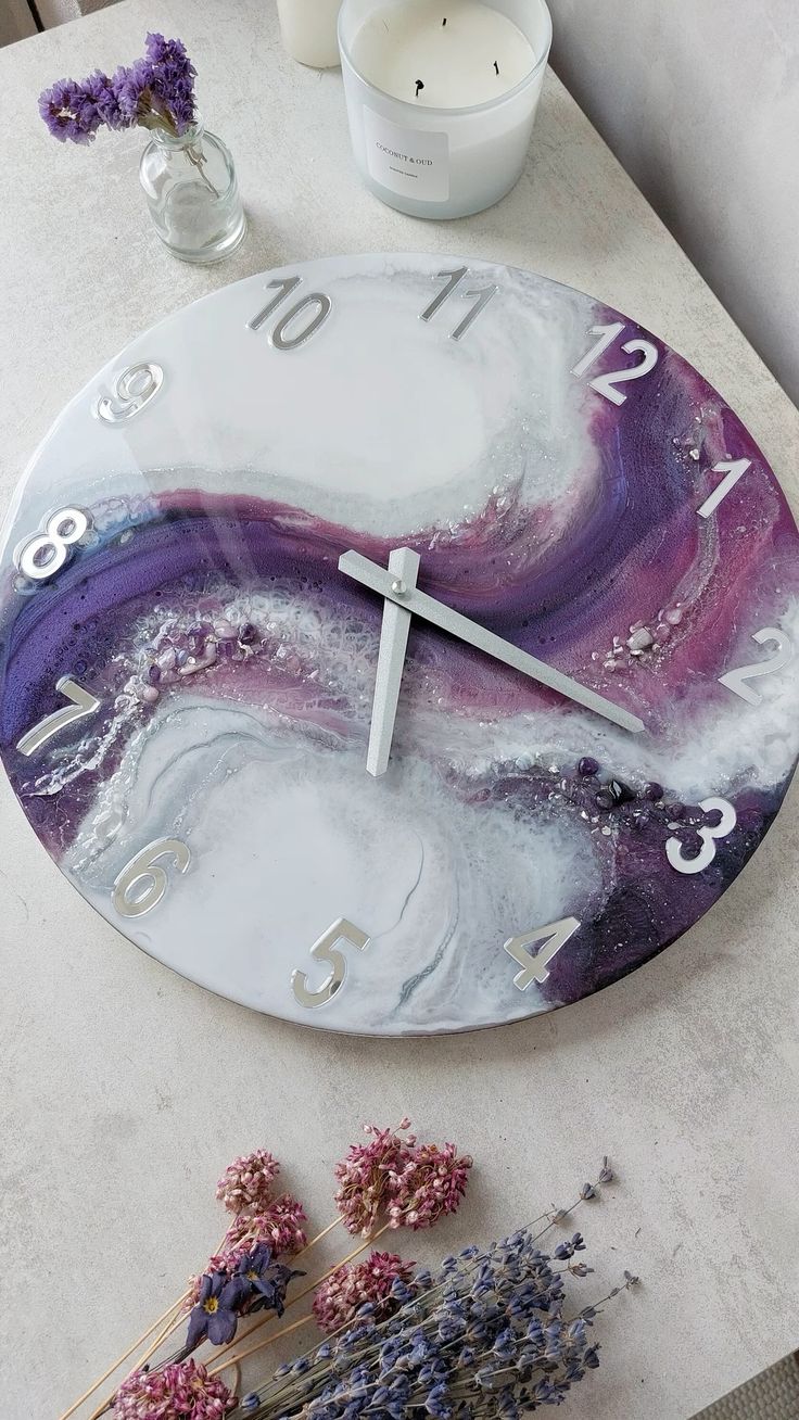 Luxury Purple Resin Clock